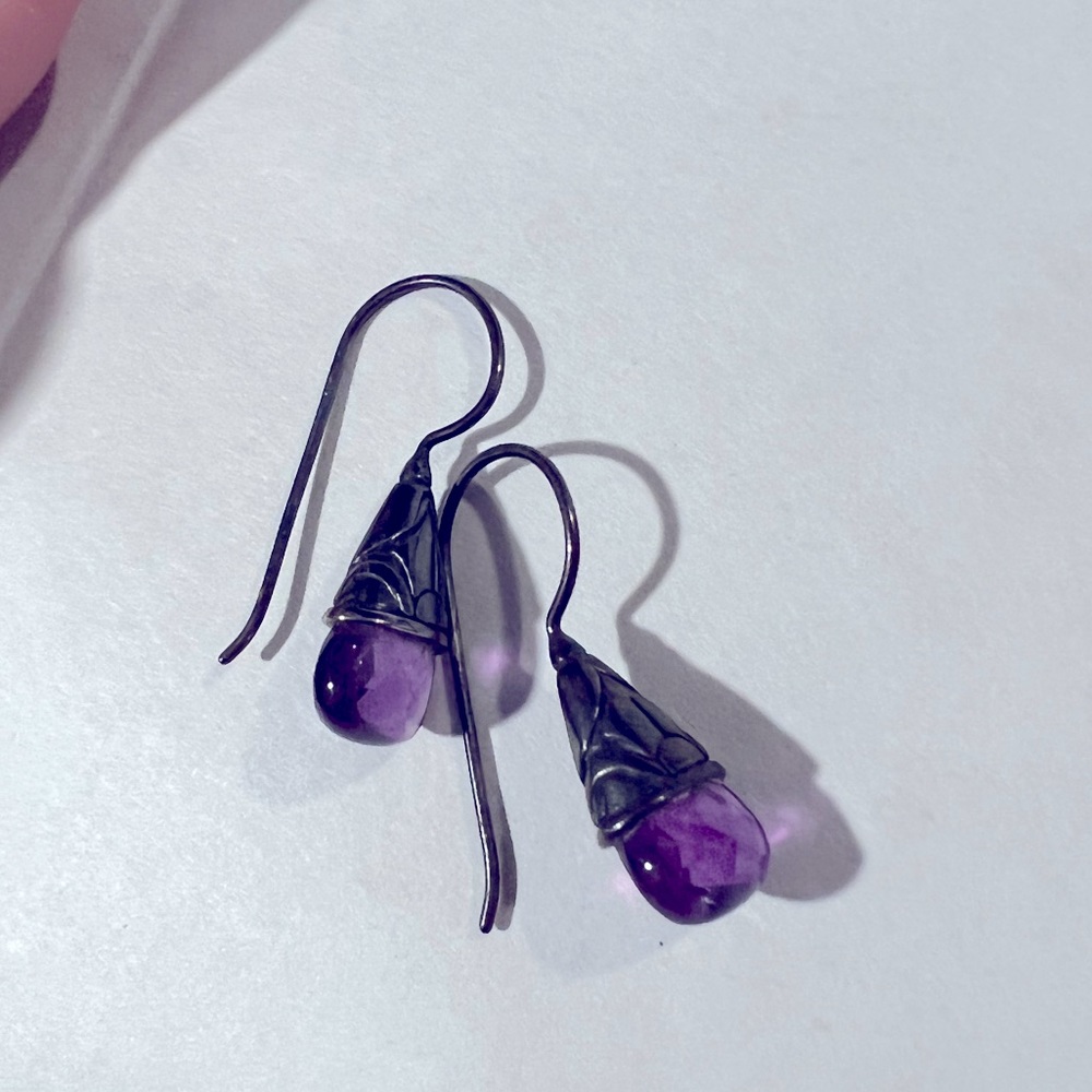 Purple drop earrings